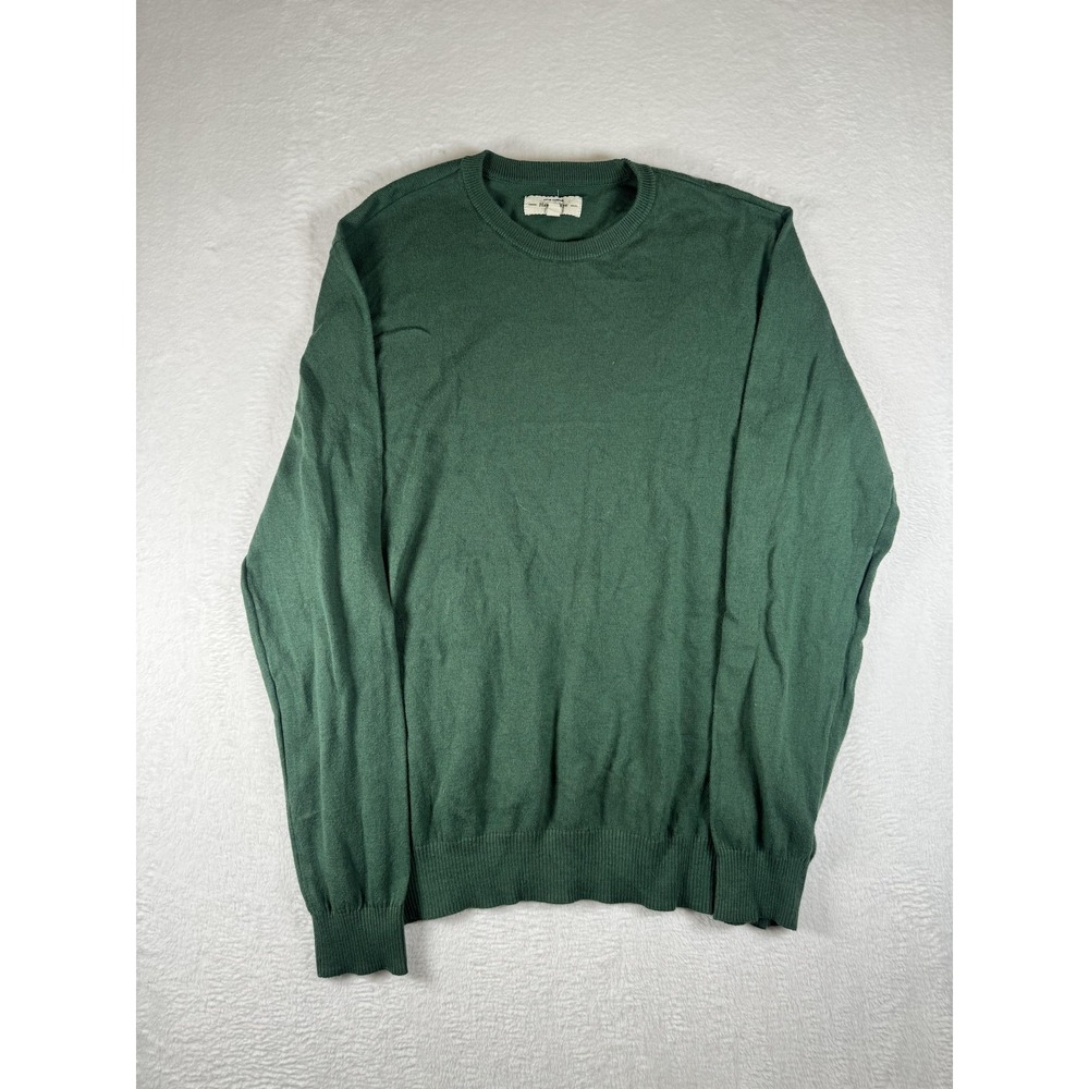 Hawker Rye Sweater Mens Large Green Cotton Cashmere Crew Neck Pullover - Picture 1 of 6